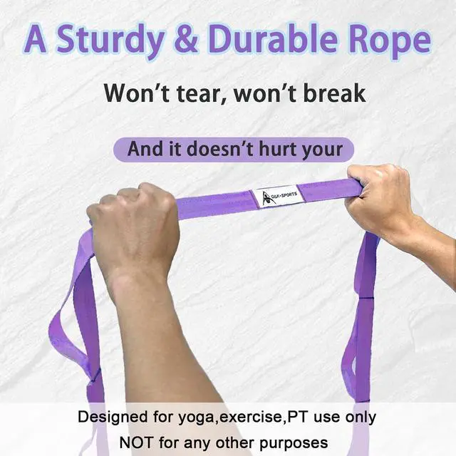 Alt view image 5 of 6 - Stretching Strap Yoga Strap with Loops for Physical Therapy, Non-Elastic | 10 Loops, 75 inches length, Multi-Color Selection for Yoga Strap for Stretching, Pilates, Dance and Gymnastics