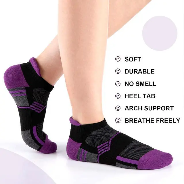 Alt view image 2 of 6 - COOVAN Ankle Socks Womens Athletic Low Cut Thick Cushioned Running Socks with Tab 6 Pairs