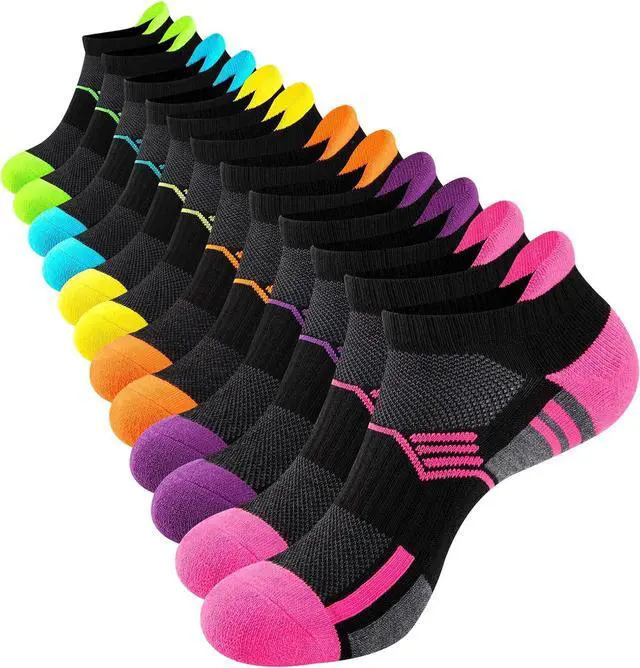Main image of COOVAN Ankle Socks Womens Athletic Low Cut Thick Cushioned Running Socks with Tab 6 Pairs