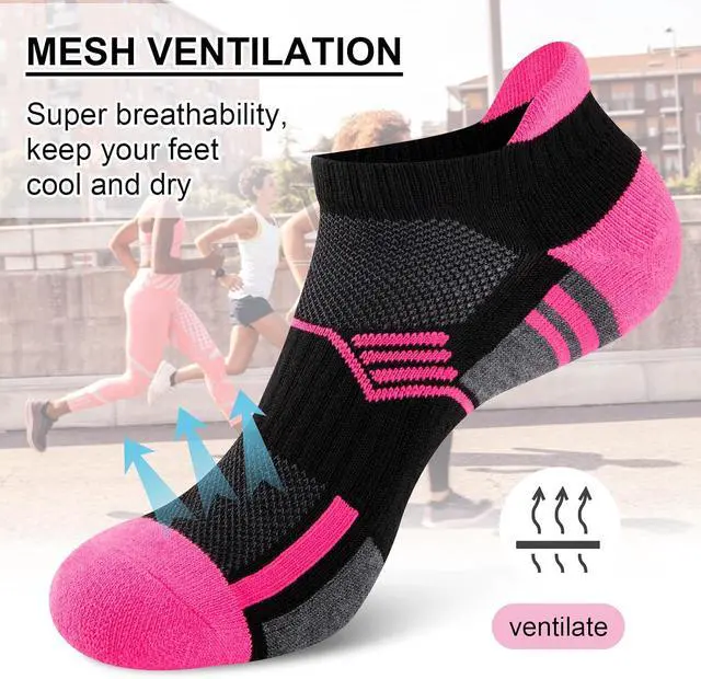 Alt view image 6 of 6 - COOVAN Ankle Socks Womens Athletic Low Cut Thick Cushioned Running Socks with Tab 6 Pairs