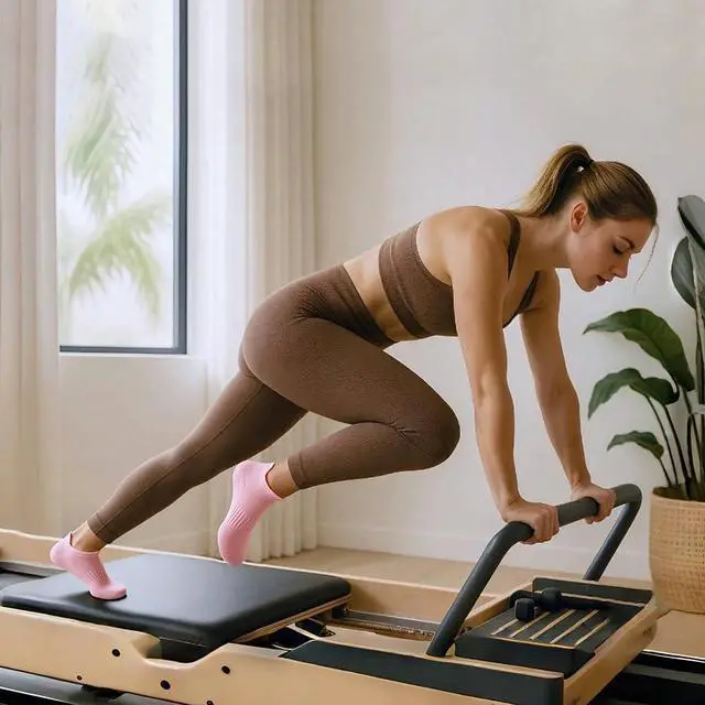 Alt view image 2 of 6 - 5 Pairs Pilates Socks with Grips for Women Non Slip Grip Yoga Crew Socks for Barre Hospital Barefoot