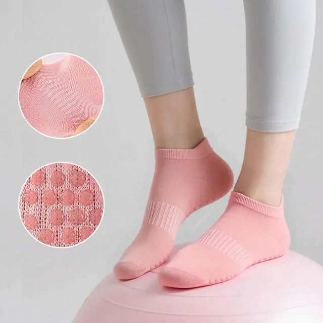 Alt view image 4 of 6 - 5 Pairs Pilates Socks with Grips for Women Non Slip Grip Yoga Crew Socks for Barre Hospital Barefoot