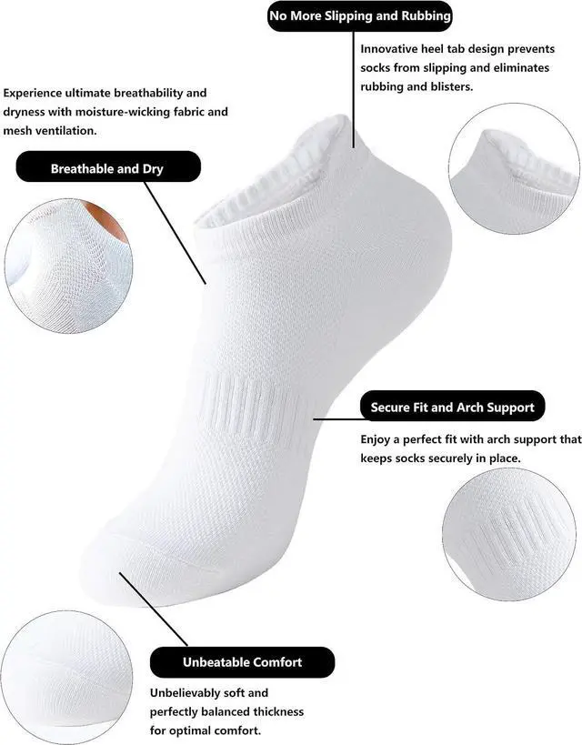 Alt view image 4 of 5 - ACCFOD Womens Ankle Socks Athletic Running Low Cut Socks With Tab 6 Pairs