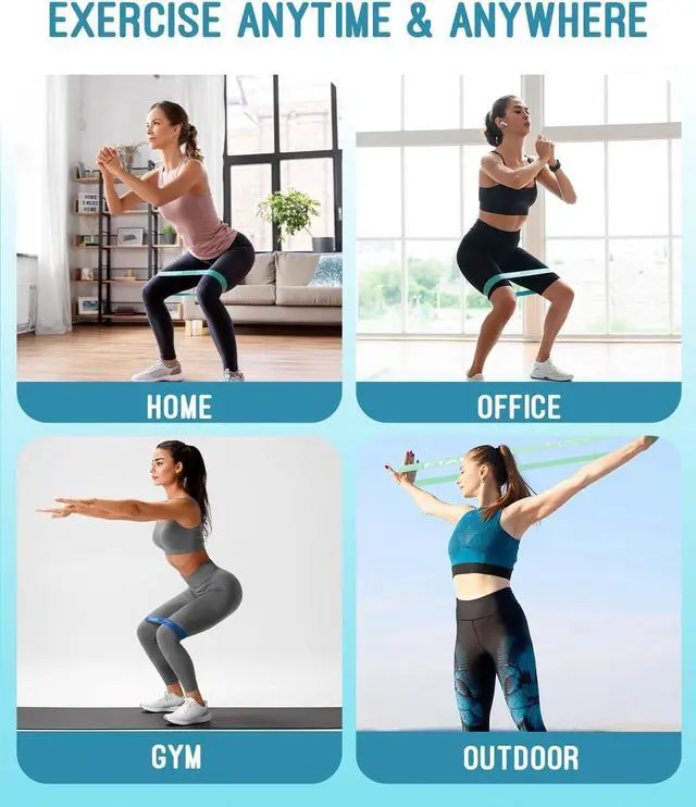Alt view image 7 of 7 - Resistance Bands for Working Out, Exercise Bands with 5 Resistance Levels, Natural Latex Resistance Bands Designed for Home Fitness, Strength Training and Flexibility Exercises