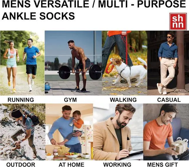 Alt view image 6 of 7 - shnn 12 Pairs Mens Ankle Socks Athletic Casual Low Cut Short Socks for Men