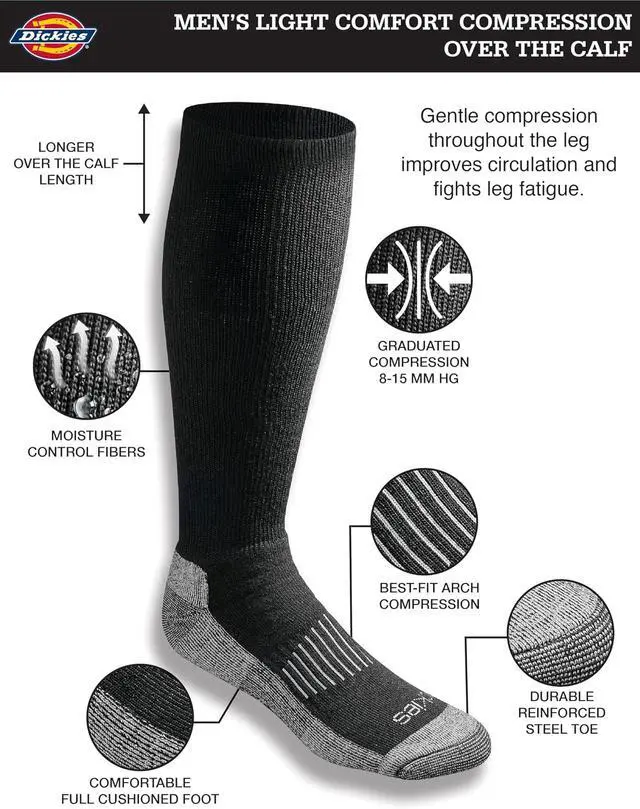 Alt view image 4 of 4 - Dickies Men's Light Compression Comfort Over-The-Calf Socks, Available in M-XXL (2, 4 Pairs)
