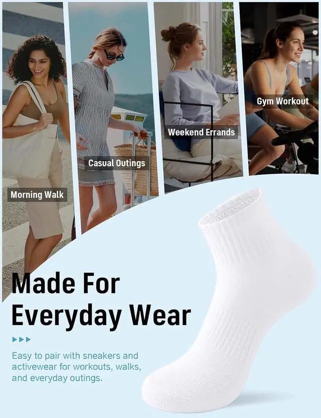 Alt view image 7 of 7 - Irisbear Ankle Socks for Women, Cotton Gym Socks Thin Running Socks 5 Pairs