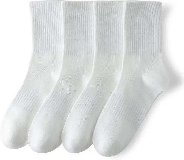 Main image of YUWELL Womens Striped Crew Socks, Cotton Socks for Women 4Pairs,Size 5-10 | Cozy Casual Socks
