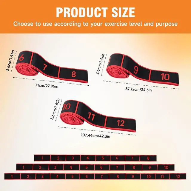 Alt view image 2 of 6 - 3PCS Numbered Stretch Resistance Band, 8.10.12-Loop Elastic Training Bands for Stretching, Yoga, Multi-Loop Fitness Band for Flexibility & Strength Training