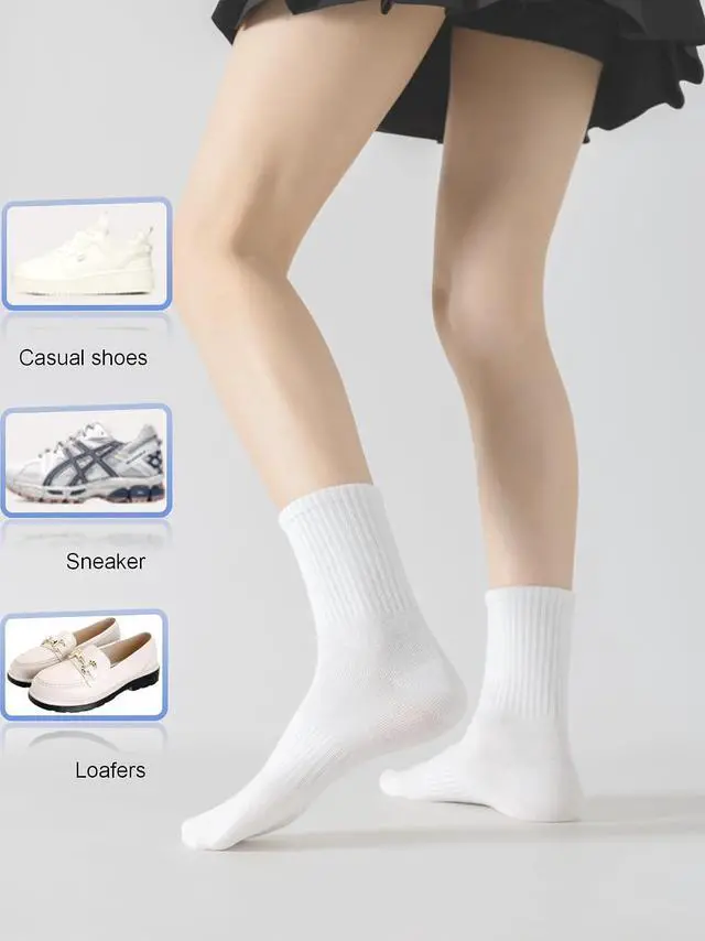 Alt view image 5 of 6 - YUWELL Womens Striped Crew Socks, Cotton Socks for Women 4Pairs,Size 5-10 | Cozy Casual Socks