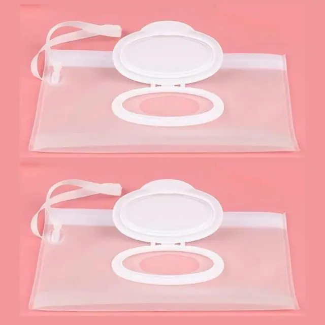 Main image of 2Pcs Baby Wipe Case Travel Holder Keeps Wipes Moist Set of Wet Diaper Wipes Holders Cases Portable Travel On The Go Refillable Dispenser Container Waterproof Wipe Container with Sealed Diapering