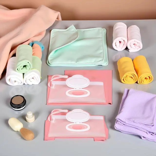Alt view image 2 of 7 - 2 Pcs White Baby Wipes Case Travel Holder, Wipe Case Travel Holder Keeps Wipes Moist Set of Wet Diaper Portable Travel On The Go Refillable Dispenser Waterproof Wipe Container with Sealed Diapering