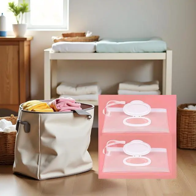 Alt view image 3 of 7 - 2 Pcs White Baby Wipes Case Travel Holder, Wipe Case Travel Holder Keeps Wipes Moist Set of Wet Diaper Portable Travel On The Go Refillable Dispenser Waterproof Wipe Container with Sealed Diapering
