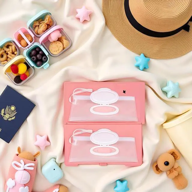 Alt view image 7 of 7 - 2 Pcs White Baby Wipes Case Travel Holder, Wipe Case Travel Holder Keeps Wipes Moist Set of Wet Diaper Portable Travel On The Go Refillable Dispenser Waterproof Wipe Container with Sealed Diapering