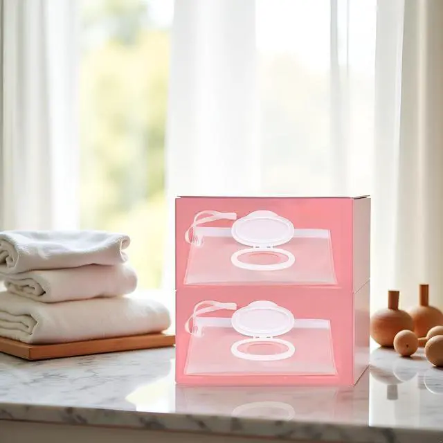 Alt view image 5 of 7 - 2 Pcs White Baby Wipes Case Travel Holder, Wipe Case Travel Holder Keeps Wipes Moist Set of Wet Diaper Portable Travel On The Go Refillable Dispenser Waterproof Wipe Container with Sealed Diapering