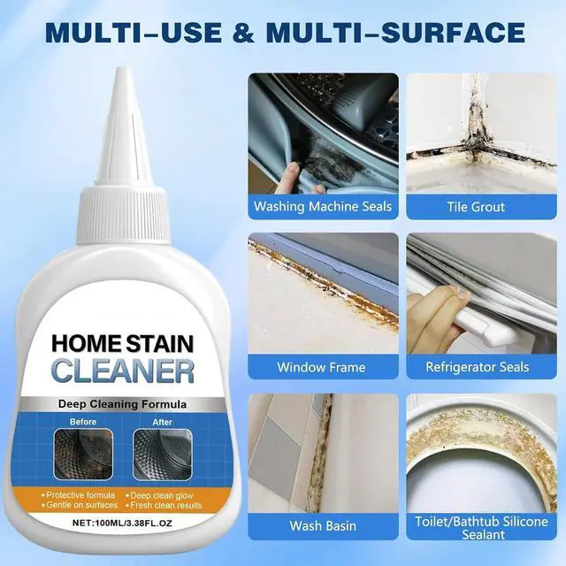 Alt view image 4 of 7 - Home Stain Cleaner Gel, Washing Machine Cleaner with Brush, Home RemoverGel for Washing Machine, Refrigerator Strips, Deep Cleaning Gel for Tiles, Kitchen Sinks, Walls, Bathrooms (100 ML)