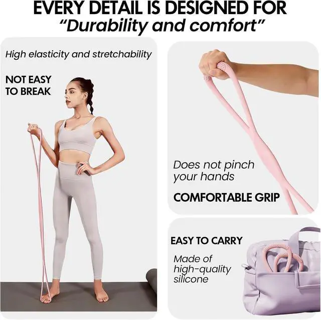 Alt view image 4 of 7 - Figure 8 Resistance Band, Figure 8 Resistance Bands for Women Men,Resistance Band Figure for Working Out, Non-Slip Handles, Home Gym, Yoga & Physical Therapy