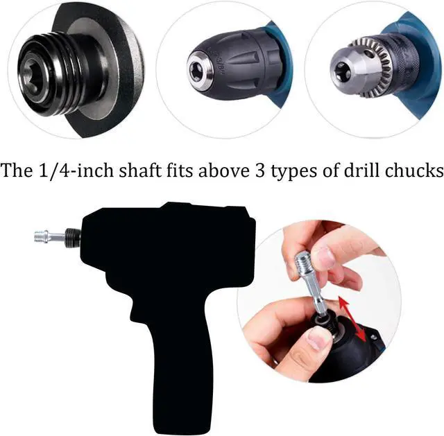 Alt view image 4 of 7 - 4 Inch Drill Powered Brush Tile Scrubber Scouring Pads Cleaning Kit | Pad Holder and Metal Shaft Included