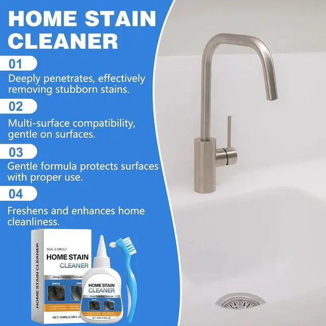 Alt view image 6 of 7 - Home Stain Cleaner Gel, Washing Machine Cleaner with Brush, Home RemoverGel for Washing Machine, Refrigerator Strips, Deep Cleaning Gel for Tiles, Kitchen Sinks, Walls, Bathrooms (100 ML)