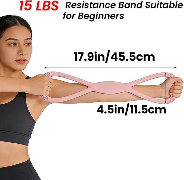 Alt view image 5 of 7 - Figure 8 Resistance Band, Figure 8 Resistance Bands for Women Men,Resistance Band Figure for Working Out, Non-Slip Handles, Home Gym, Yoga & Physical Therapy