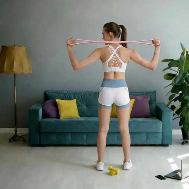 Alt view image 6 of 7 - Figure 8 Resistance Band, Figure 8 Resistance Bands for Women Men,Resistance Band Figure for Working Out, Non-Slip Handles, Home Gym, Yoga & Physical Therapy