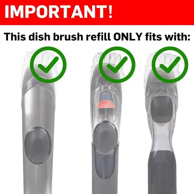 Alt view image 2 of 6 - 4 Pack Dish Brush Replacement Head for OXO Steel Soap Dispensing Dish Brush | Dish Brush Refills, Dishwasher Safe