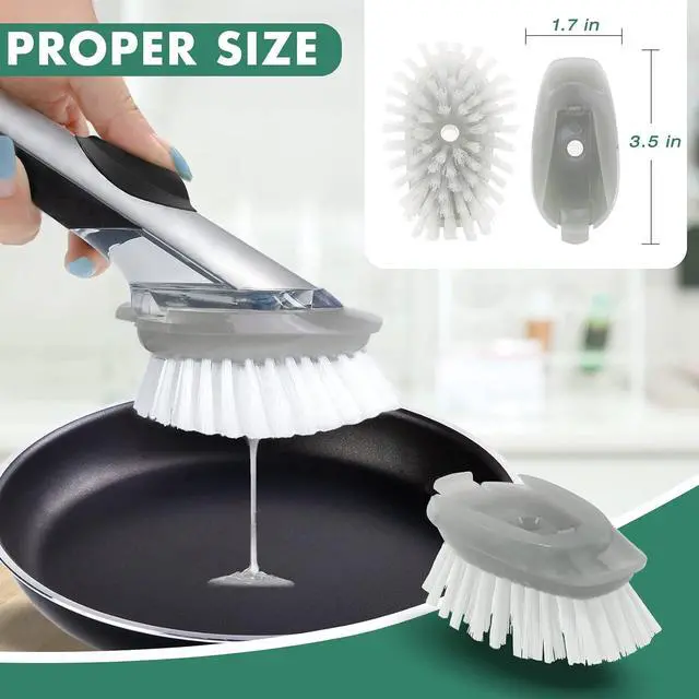 Alt view image 6 of 6 - 4 Pack Dish Brush Replacement Head for OXO Steel Soap Dispensing Dish Brush | Dish Brush Refills, Dishwasher Safe