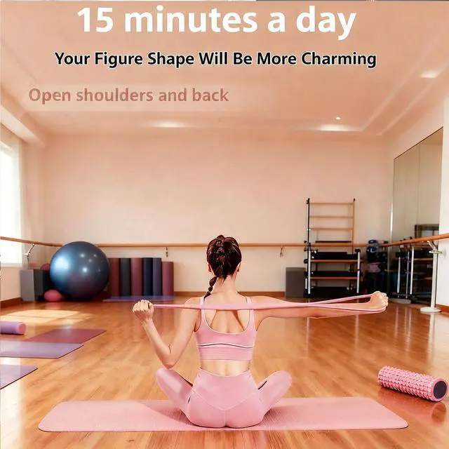 Alt view image 5 of 7 - Resistance Bands with Handles,Figure 8 Resistance Band Elastic Fitness Bands Exercise Band for Home Yoga Gym Workout