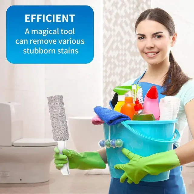 Alt view image 3 of 7 - 4TH Pumice Stone for Toilet Bowl Cleaning,Pumice Stick with Handle,Cleans Away Limescale Stain,Hard Water Rings, Calcium Buildup,Iron and Rust. Remover for Tile/Bath/Kitchen/Household - 2 Piece