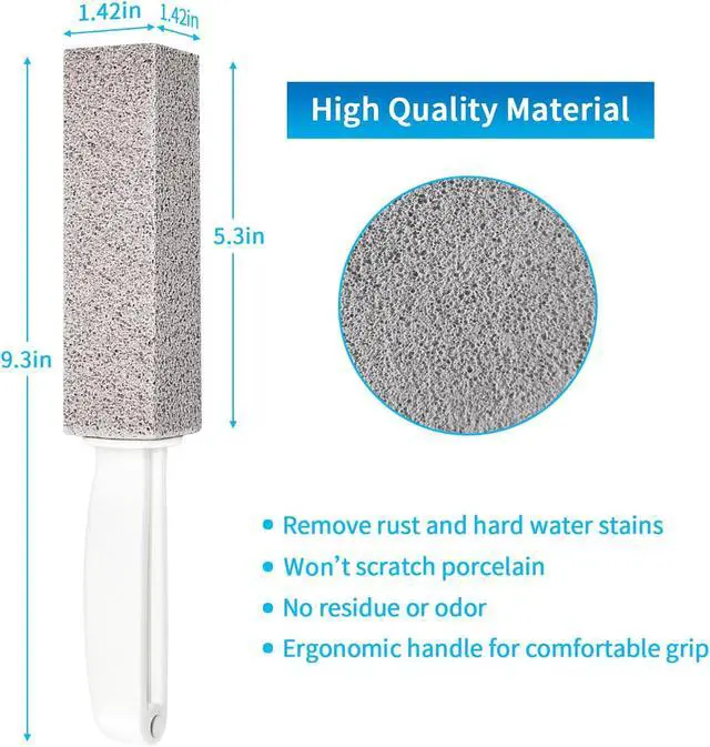 Alt view image 2 of 7 - 4TH Pumice Stone for Toilet Bowl Cleaning,Pumice Stick with Handle,Cleans Away Limescale Stain,Hard Water Rings, Calcium Buildup,Iron and Rust. Remover for Tile/Bath/Kitchen/Household - 2 Piece