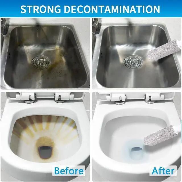 Alt view image 4 of 7 - 4TH Pumice Stone for Toilet Bowl Cleaning,Pumice Stick with Handle,Cleans Away Limescale Stain,Hard Water Rings, Calcium Buildup,Iron and Rust. Remover for Tile/Bath/Kitchen/Household - 2 Piece