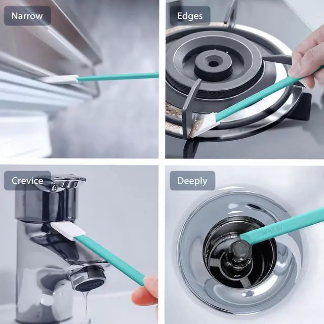 Alt view image 3 of 7 - Lumkew Crevice Cleaning Brush Tool Toilet Seat Crack Gaps Cleaner, 40pcs | Long Handle, Disposable Small Spaces Cleaning Brushes for Cleaner Under Toilet Seats Hinges Lid Base Back Corner Crevice
