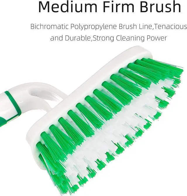 Alt view image 4 of 7 - 2-Pack Scrub Brush for Cleaning with Long Handle, White&Green | Medium Firm Bathroom Cleaning Supplies, Bathtub and Shower Cleaner Brush, Multi-Scene Use for Kitchen or Carpet Cleaning