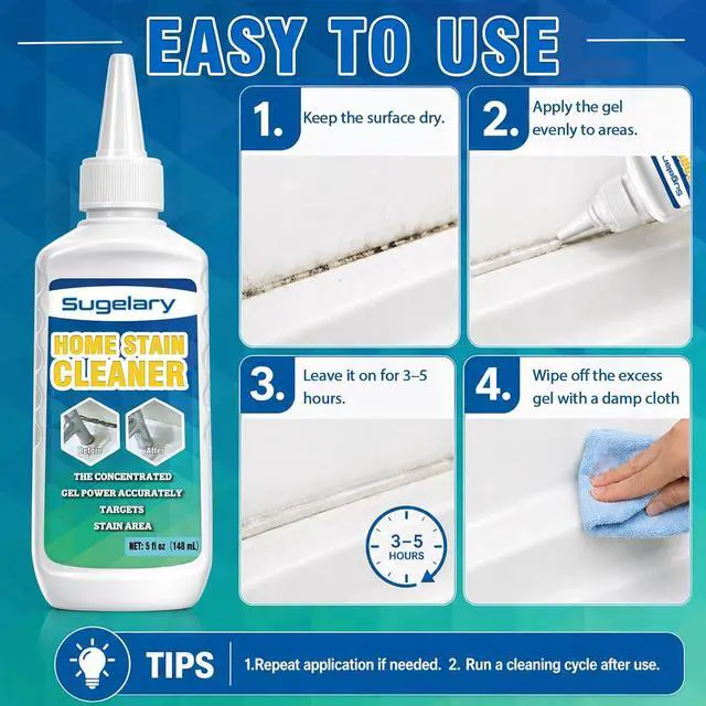 Alt view image 4 of 7 - Sugelary Mold Stain Cleaner, 5 fl oz Mold Stain Cleaner Gel for Washing Machine, Home Stain Cleaning Gel for Fridge, Tile, Grout, Sink and Bathroom Use