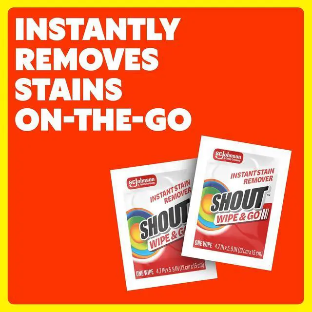Alt view image 4 of 7 - Shout Wipes, Wipe and Go Instant Stain Remover, Laundry Stain and Spot Remover for On-the-Go, 4 Wipes (Pack of 1)