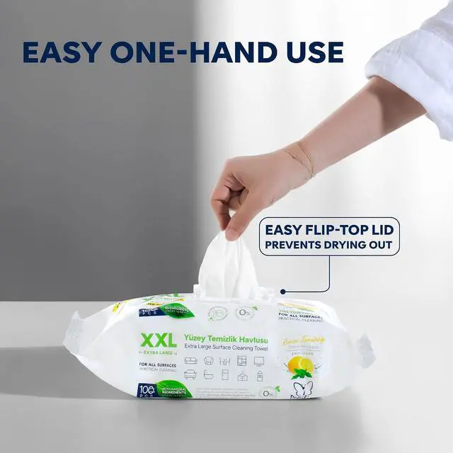 Alt view image 7 of 7 - PAPILION Multi-Surface Cleaning Wipes, Lemon Scent, Removes Dirt & Stains, Paraben & SLS-Free, Surface-Safe Formula for Everyday Home, Kitchen & Office Cleaning, Flip-Top Pack, 100 Count