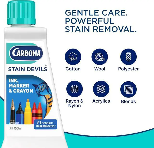 Alt view image 4 of 7 - Carbona Stain Devils® #3 | Ink, Marker & Crayon | Professional Strength Laundry Stain Remover | Multi-Fabric Cleaner | Safe On Skin & Washable Fabrics | 1.7 Fl Oz, 1 Pack