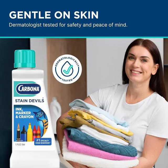 Alt view image 5 of 7 - Carbona Stain Devils® #3 | Ink, Marker & Crayon | Professional Strength Laundry Stain Remover | Multi-Fabric Cleaner | Safe On Skin & Washable Fabrics | 1.7 Fl Oz, 1 Pack