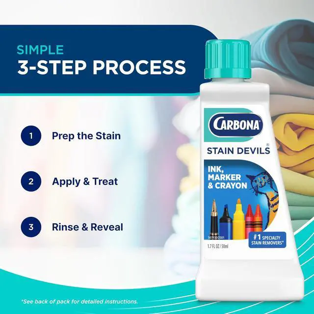 Alt view image 3 of 7 - Carbona Stain Devils® #3 | Ink, Marker & Crayon | Professional Strength Laundry Stain Remover | Multi-Fabric Cleaner | Safe On Skin & Washable Fabrics | 1.7 Fl Oz, 1 Pack