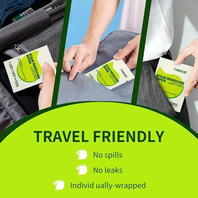 Alt view image 5 of 7 - Stain Remover Wipes for Clothes & Fabric, 26 Pack | Instant Clothing Stain Remover, For Shoes, Shirts & Jackets, Individually Wrapped Portable, For Travel & On-the-Go Cleaning