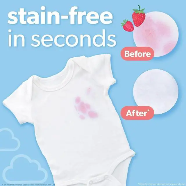 Alt view image 2 of 5 - Dreft Stain Remover Wipes for Baby Clothes Travel Size Stain Remover, Individually Wrapped for On-the-Go Use Mild on Skin & Safe for Baby Clothes 20 Count