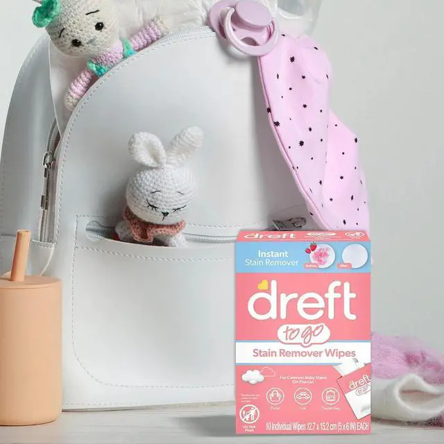 Alt view image 4 of 5 - Dreft Stain Remover Wipes for Baby Clothes Travel Size Stain Remover, Individually Wrapped for On-the-Go Use Mild on Skin & Safe for Baby Clothes 20 Count