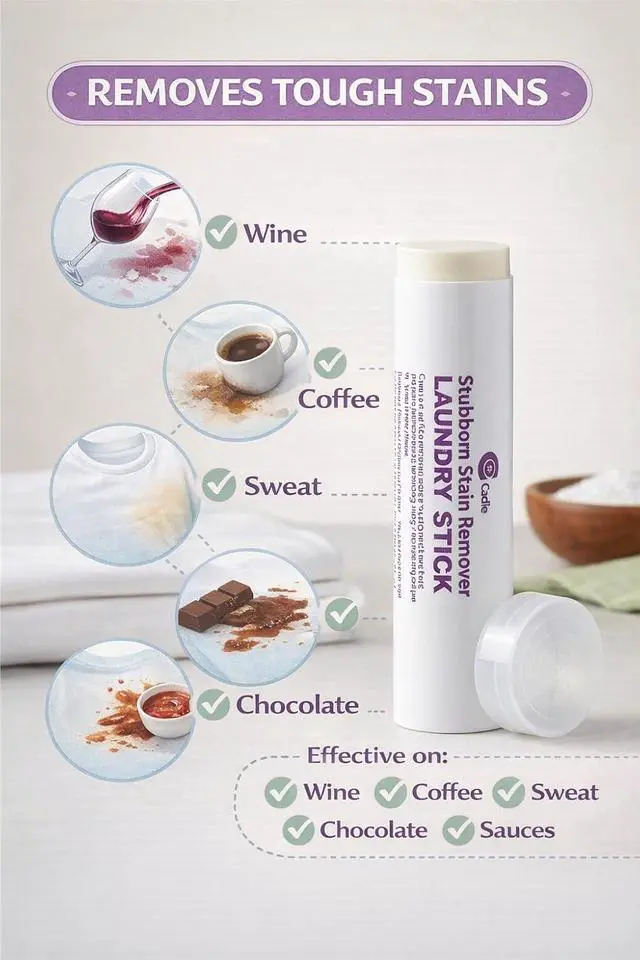 Alt view image 3 of 7 - Laundry Stain Remover Stick Pre-Wash Spot Cleaner for Clothes, Cotton, Wool & Synthetics Removes Coffee, Wine, Oil, Ink & Food Stains Travel-Friendly Portable Laundry Stick, 1 Pack