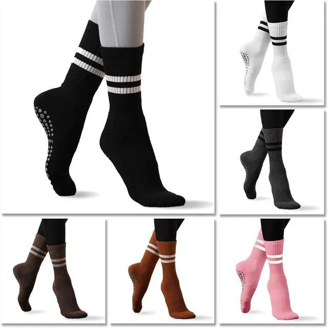 Alt view image 4 of 6 - Flydo Pilates Grip Socks for Women Grippy Yoga Non Slip Long Barre Socks