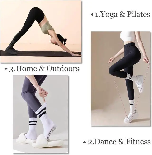 Alt view image 2 of 6 - Flydo Pilates Grip Socks for Women Grippy Yoga Non Slip Long Barre Socks