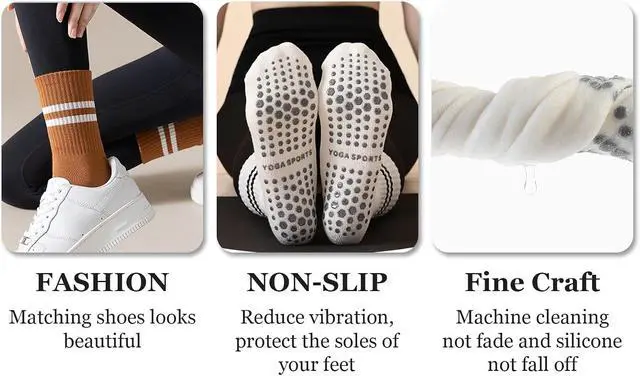 Alt view image 6 of 6 - Flydo Pilates Grip Socks for Women Grippy Yoga Non Slip Long Barre Socks
