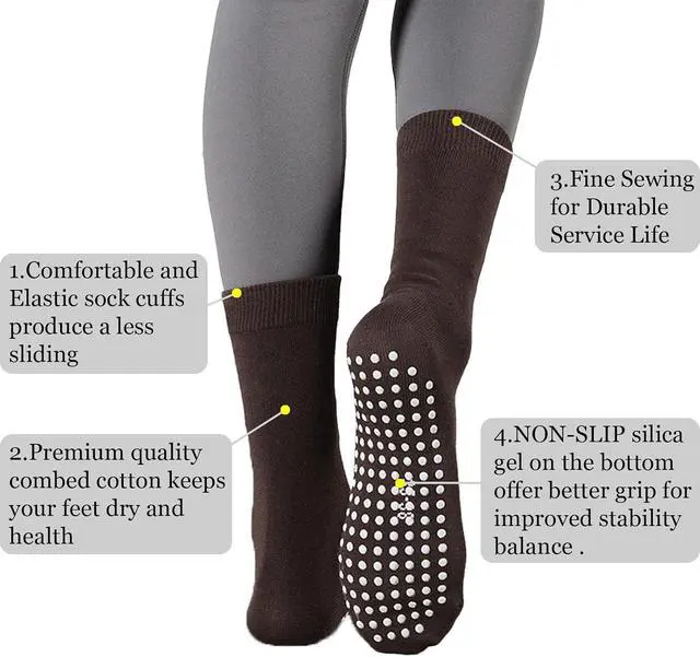 Alt view image 3 of 6 - Flydo Pilates Grip Socks for Women Grippy Yoga Non Slip Long Barre Socks