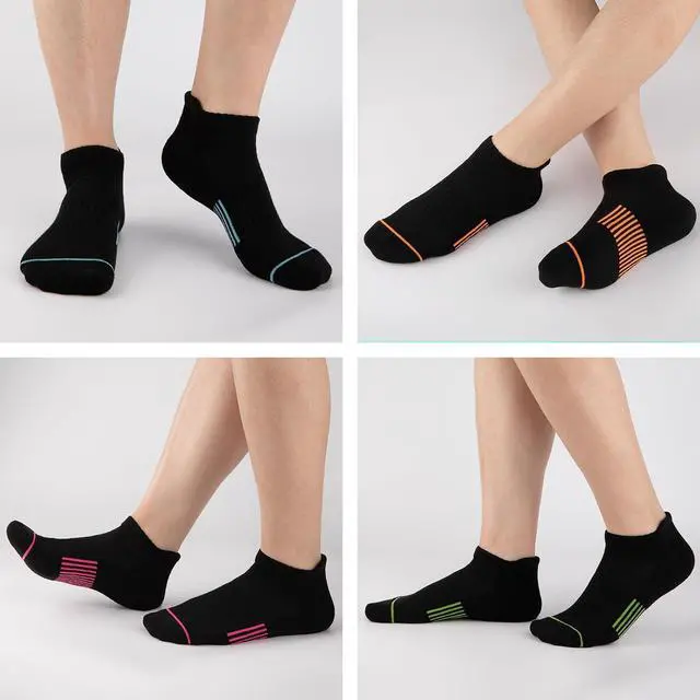 Alt view image 2 of 7 - Heatuff 7 Pairs Womens Ankle Socks Athletic Cushioned Anti-Blister Running Low Cut Socks with Tab