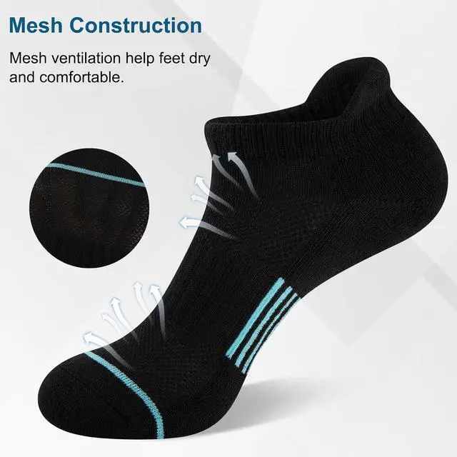 Alt view image 3 of 7 - Heatuff 7 Pairs Womens Ankle Socks Athletic Cushioned Anti-Blister Running Low Cut Socks with Tab