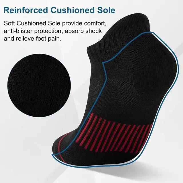 Alt view image 5 of 7 - Heatuff 7 Pairs Womens Ankle Socks Athletic Cushioned Anti-Blister Running Low Cut Socks with Tab